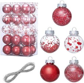 img 4 attached to 🎄 Shatterproof Red Christmas Ball Ornament Set - LessMo 30Pcs Clear Plastic Hanging Baubles for Xmas Tree Decorations and Holiday Parties
