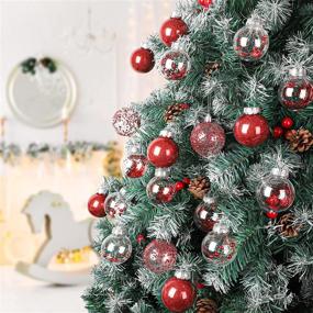 img 1 attached to 🎄 Shatterproof Red Christmas Ball Ornament Set - LessMo 30Pcs Clear Plastic Hanging Baubles for Xmas Tree Decorations and Holiday Parties