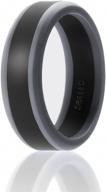 🤵 soleed men's silicone wedding ring (power x series) - durable & safe rubber band with middle wide stripe, black beveled edges - metallic silver, platinum grey, blue, red logo