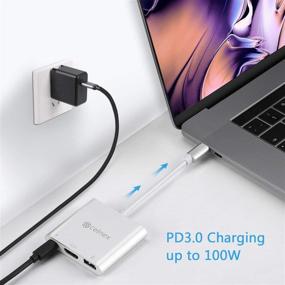img 1 attached to Ultimate 3-in-1 USB C Hub for MacBook Pro 2019/2018/2017 and 🔌 Samsung S8/S9: HDMI Port, USB3.0, USB C PD3.0 Charging with Data Transfer Capability