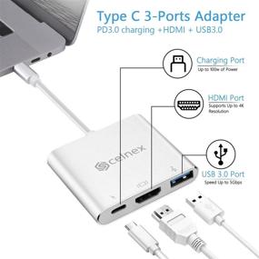 img 3 attached to Ultimate 3-in-1 USB C Hub for MacBook Pro 2019/2018/2017 and 🔌 Samsung S8/S9: HDMI Port, USB3.0, USB C PD3.0 Charging with Data Transfer Capability