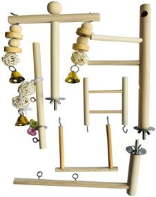 img 2 attached to 🦜 PINVNBY Bird Playground: Ultimate Fun & Fitness for Small Birds – Parrot Play Gym, Perches, Ladders, Swing Toy & More!