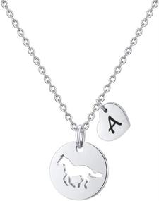 img 4 attached to 🐴 MONOOC Horse Gifts for Girls: Stainless Steel Horse Necklace, Kids' Horse Jewelry, Circle Hollow Horse Pendant Necklace – Perfect Horse Gifts for Girls