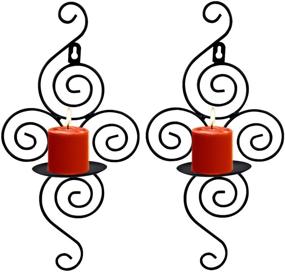 img 4 attached to 🕯️ Kathy Elegant Swirling Iron Wall Sconces Candle Holder - Set of 2 | Decorative Hanging Candle Sconce for Living Room & Events | Black