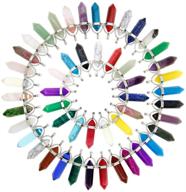 💎 keyzone 50pcs assorted color bullet shape healing pointed chakra beads quartz crystal stone pendants for diy necklace jewelry making: a complete set for vibrant accessories logo