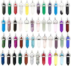 img 3 attached to 💎 KeyZone 50pcs Assorted Color Bullet Shape Healing Pointed Chakra Beads Quartz Crystal Stone Pendants for DIY Necklace Jewelry Making: A Complete Set for Vibrant Accessories