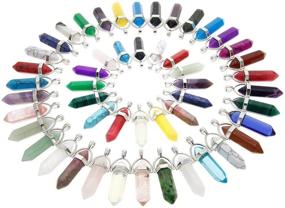 img 1 attached to 💎 KeyZone 50pcs Assorted Color Bullet Shape Healing Pointed Chakra Beads Quartz Crystal Stone Pendants for DIY Necklace Jewelry Making: A Complete Set for Vibrant Accessories