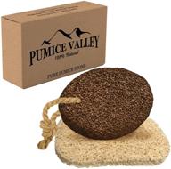 premium pumice stone for feet - natural lava foot stone with eco-friendly holder - effective callus, wart, and corn removal - pedicure exfoliator for dry dead skin, heels, elbows - healthy foot care scrubber logo