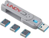 🔒 lindy usb port blocker - 4 pack, blue (40452) - enhanced seo-friendly product name logo