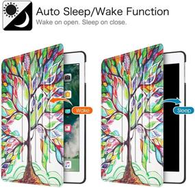 img 3 attached to Чехол Fintie для iPad 6-го/5-го поколения (9,7 дюйма) - тонкий защитный чехол с несколькими углами наклона и автоматическим сном/пробуждением - дизайн Любовного Дерева