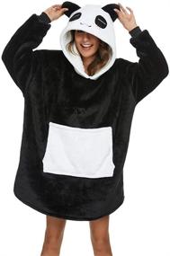 img 4 attached to Stay Ultra-Cozy with Très Chic Mailanda Wearable 🐼 Blanket Sweatshirt: Unisex Panda Hoodie Oversized Sherpa Blanket with Pocket