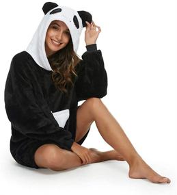 img 2 attached to Stay Ultra-Cozy with Très Chic Mailanda Wearable 🐼 Blanket Sweatshirt: Unisex Panda Hoodie Oversized Sherpa Blanket with Pocket