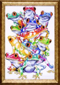 img 1 attached to 🐸 Design Works Crafts Tobin RZ09-01953E72-R3U1 Frog Pile Cross Stitch Kit-11"x16" 14 Count- Enhanced SEO