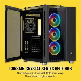 img 3 attached to 💎 CORSAIR Crystal Series 680X RGB: Ультимативный Smart-кейс ATX с высокой воздушной проходимостью и закаленным стеклом в стильном черном цвете