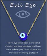 sincere evil eye necklace - blue eyes luck protection amulet pendant - ojo turco kabbalah - adjustable evil eye jewelry gift for women & girls (silver/gold) logo