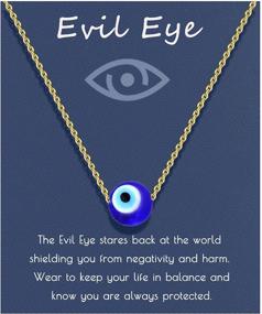 img 4 attached to Sincere Evil Eye Necklace - Blue Eyes Luck Protection Amulet Pendant - Ojo Turco Kabbalah - Adjustable Evil Eye Jewelry Gift for Women & Girls (Silver/Gold)