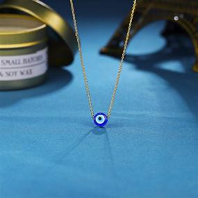 img 2 attached to Sincere Evil Eye Necklace - Blue Eyes Luck Protection Amulet Pendant - Ojo Turco Kabbalah - Adjustable Evil Eye Jewelry Gift for Women & Girls (Silver/Gold)