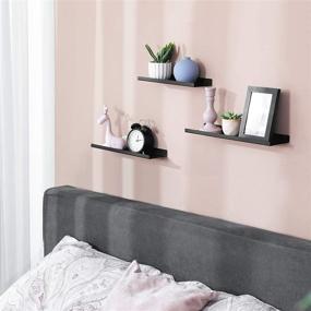 img 2 attached to SONGMICS Metal Floating Wall Shelves Set of 3 - Industrial Wall-Mounted Shelving for Decorations, Photos, Knickknacks - Multiple Layouts - Includes 6 Mounting Screws - Color: Black ULFS12BK