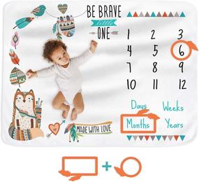 img 4 attached to 👶 Премиум плед для достижения важных моментов в жизни младенца от Stand Tall Accessories - идеальный месячный плед для новорожденного мальчика или девочки, идеально подходит для фотографий младенца, на бебишауэр, в лесной тематике - Будь смелым.