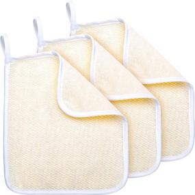 img 4 attached to Soft Weave Bath Cloth Exfoliating Face and Body Wash Cloths Towel, Massage Scrub Cloth for Women and Men - 3 Pack Exfoliating Side & Soft Terry Side Cloth