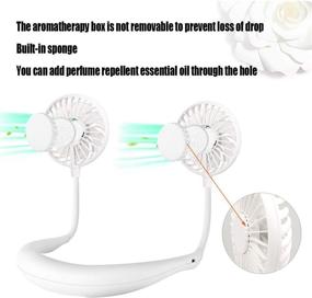 img 1 attached to Portable Fan Hand Free Mini Fan With Neck Hanging Design USB Battery Rechargeable Personal Desk Fan With Strong Airflow 2 Wind Head 3 Speeds LED Light For Travel Outdoor Office Home Sports (White)