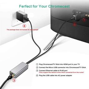 img 2 attached to 🔌 Fire TV Stick Chromecast Ultra/2/1 Adapter: USB to RJ45 Ethernet with USB Power Cable, Grey - Get Stable Internet Connection!