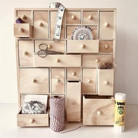 img 1 attached to 🎨 Versatile HYGGEHAUS Craft Storage Organizer: Unfinished Wood with 24 Drawers, Perfect for DIY Advent Calendar, Desktop Organization, Apothecary Cabinet, and Kids Craft Ideas