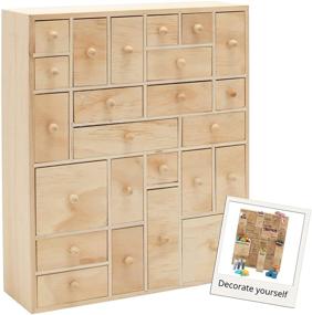 img 4 attached to 🎨 Versatile HYGGEHAUS Craft Storage Organizer: Unfinished Wood with 24 Drawers, Perfect for DIY Advent Calendar, Desktop Organization, Apothecary Cabinet, and Kids Craft Ideas