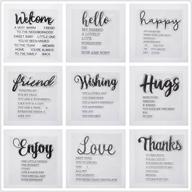 ❤️ joyful home 9pcs/set welcome hello hugs friends sentiments rubber clear stamp set - perfect for card making, decoration, and scrapbooking logo