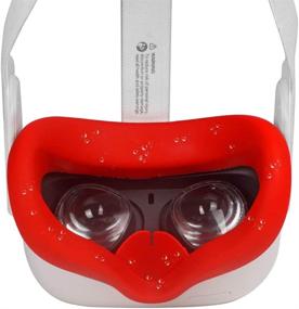 img 4 attached to 🔴 Красное силиконовое лицевое покрытие VR для Oculus Quest 2 - накладка на лицо и подушка от pordsioc | Совместимо с аксессуарами для гарнитуры виртуальной реальности Oculus Quest 2 для повышения комфорта и защиты