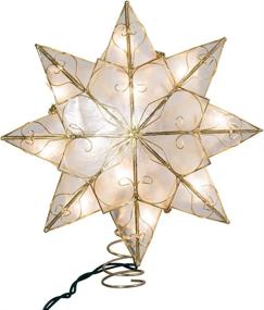 img 3 attached to 🌟 Illuminate Your Christmas Tree with Kurt Adler 10 Light Capiz Star Treetop: Stunning 8-Point Design with Arabesque Decoration