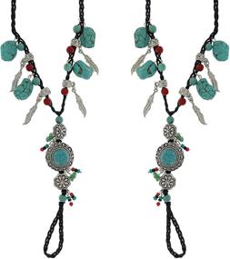 img 3 attached to 🧜 Runa Sea Bohemian Style Turquoise Coral Barefoot Sandals Anklet: Enhancing Elegance with Semi Precious Stones (Sold As Pair)