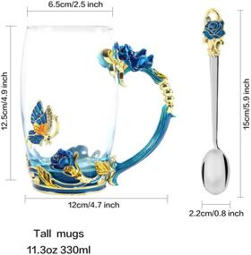 img 2 attached to 🌹 330ML Handmade Enamel Rose Flower Tea Mug with Stainless Steel Spoon Set – Perfect Valentine’s Day, Birthday, or Christmas Gift