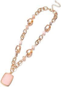 img 2 attached to Blush Pink Gemstone Beaded Chain Necklace by Jones New York Gold