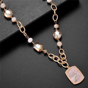 img 3 attached to Blush Pink Gemstone Beaded Chain Necklace by Jones New York Gold