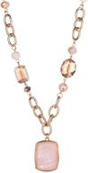 blush pink gemstone beaded chain necklace by jones new york gold logo