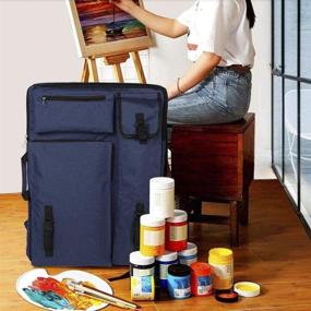 img 2 attached to Водонепроницаемая сумка для хранения материалов для искусства и ремесел: большая сумка-посыльный для художников - идеально подходит для кистей, карандашей, палитры, скетчбука и многого другого! (синяя)