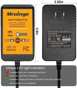 img 2 attached to Mroinge 12V 2A Smart Battery Maintainer for Lead Acid & Lithium(LiFePO4) Batteries – Ideal for Cars, Motorcycles, Lawn Mowers, Boats, ATVs, SLAs, AGMs, Gel Cells, and More