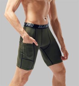 img 1 attached to 🏃 SILKWORLD Men's Compression Shorts with Pockets - Ideal for Sports and Running