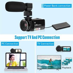 img 2 attached to IEBRT Video Camera Camcorder 2.7K Full HD Vlogging Camera for 📹 YouTube - Enhanced Night Vision, 16X Zoom, Microphone, HDMI Cable, 2 Batteries