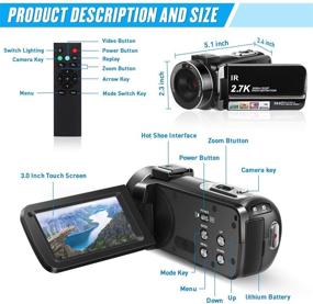 img 1 attached to IEBRT Video Camera Camcorder 2.7K Full HD Vlogging Camera for 📹 YouTube - Enhanced Night Vision, 16X Zoom, Microphone, HDMI Cable, 2 Batteries