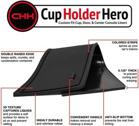 img 3 attached to 🚗 Стакандержатель CupHolderHero аксессуары для Nissan Versa 2020-2022: Премиум антискользящие прокладки для стаканов, коврики для консоли, прокладки для карманов дверей - набор из 14 предметов (чёрный)