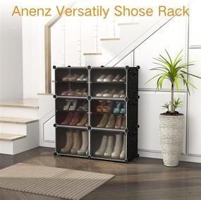 img 2 attached to 👠 12 Tier Shoe Rack Storage Organizer Shelf - Expandable, Stackable, Covered Shoe Cabinet with Doors - Free Standing Shoe Racks for Closet, Entryway, Hallway, Bedroom - Portable Black Shoe Shelves, Plastic Design - Holds 24 Pairs