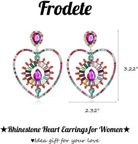 img 3 attached to 💖 Women's Rhinestone Heart Shaped Earrings, Big Heart Earrings for Teen Girls - Valentines Day Gift Idea for Her