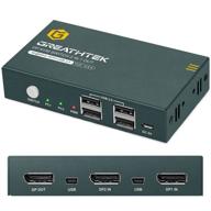 💻 displayport dp kvm switch 2 port 4k@60hz - button switch, usb 2.0, dp1.2 - no power adapter + cables logo