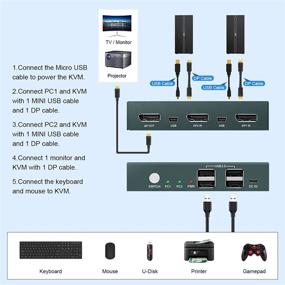 img 2 attached to 💻 DisplayPort DP KVM Switch 2 Port 4K@60Hz - Button Switch, USB 2.0, DP1.2 - No Power Adapter + Cables