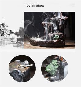 img 2 attached to 🏔️ Dark Mountain Backflow Incense Holder Waterfall Burner, Aromatherapy Ornamental Home Decor with 120 Backflow Incense Cones, 30 Incense Sticks, and Non-Slip Mat