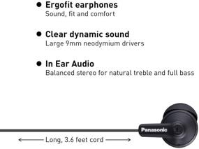 img 3 attached to Проводні внутрішньовузлові навушники Panasonic ErgoFit RP-HJE120-KA (матово-чорний) з динамічним чистим звуком.