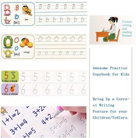 img 3 attached to ✍️ Enhance Handwriting Skills with 4 Pcs Reusable Magic Writing Paste Workbook Sheets and Calligraphy Tracing Book Set