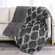 🛏️ morocco grey soft faux fur weighted blanket 15 lbs - cottonblue twin size bed blanket for adults, warm decorative shaggy fluffy plush reversible fuzzy heavy blanket, 48 x 72 inches logo